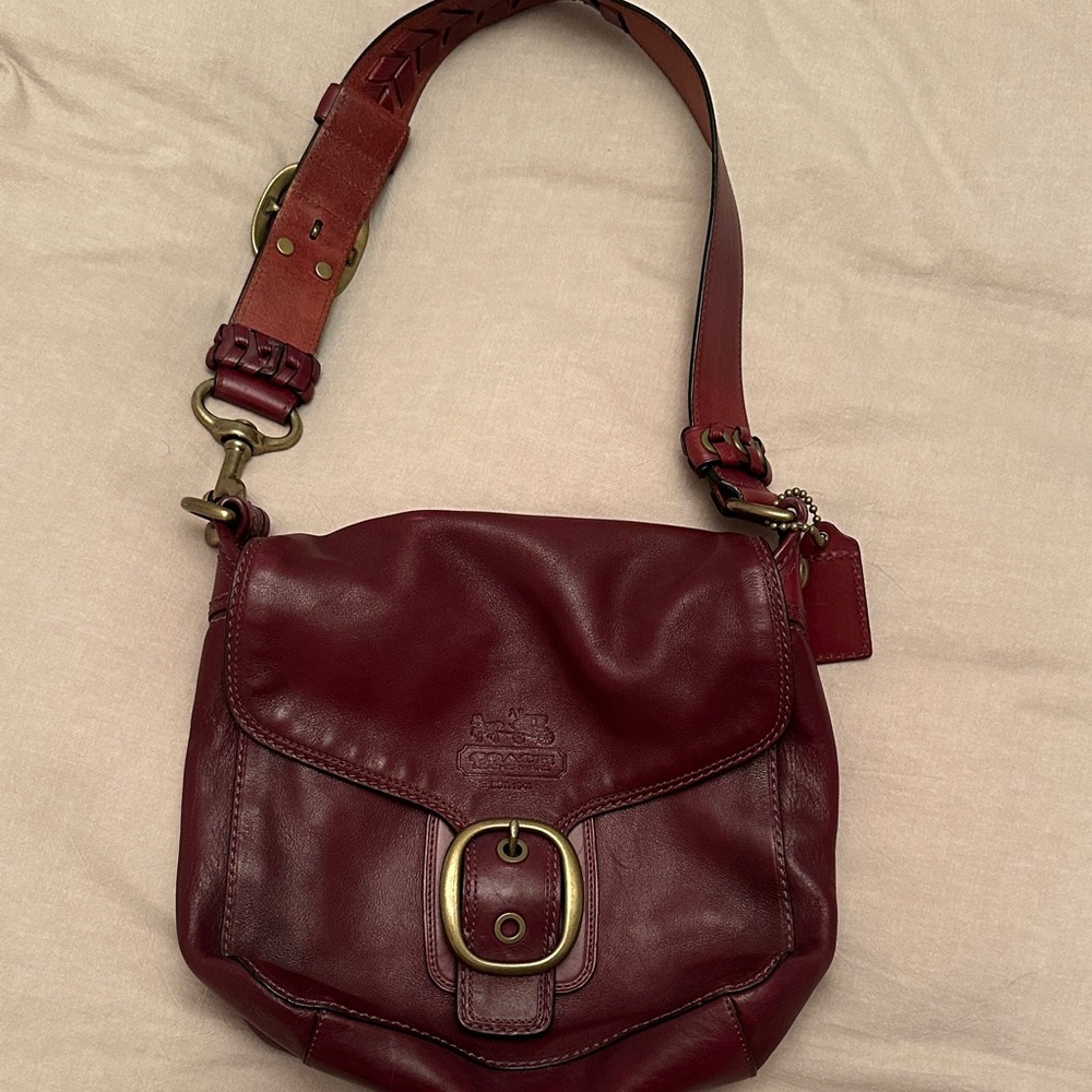 Coach Deep Red Leather Crossbody Bag